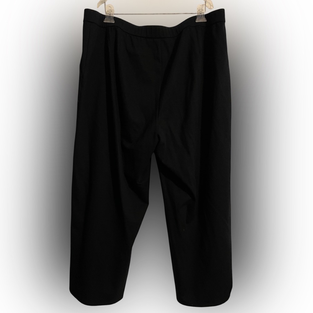 Eileen Fisher Women's Black Cotton Elastane Crop Wide Leg Pants Size 1X